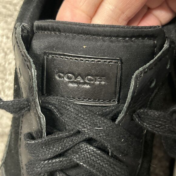 Coach Carter Runner Shoes Mens 8.5 D Leather Lace Up FG1599 Black Sneakers - Picture 4 of 10